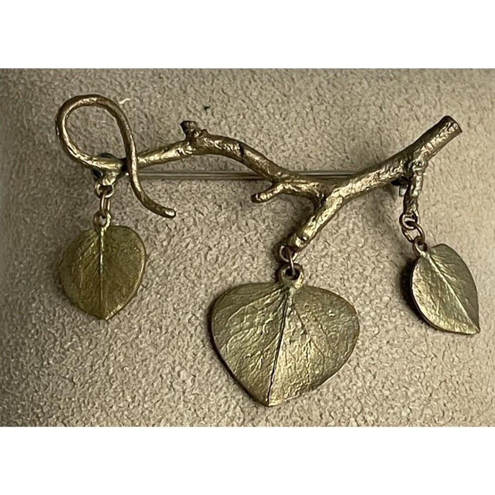 MICHAEL MICHAUD EUCALYPTUS TWIG AND LEAF BROOCH